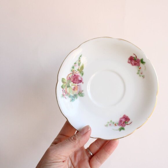 Vintage 1940s 1950s Tea Saucer, Made In Occupied Japan, Pink Rose China Plate - Picture 3 of 9